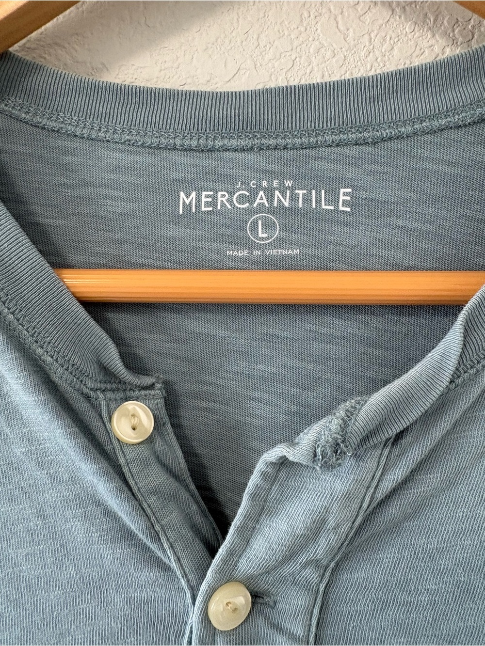 J.Crew Mercantile Blue Slub Cotton Henley Long Sleeve Shirt Size Large - Picture 3 of 8